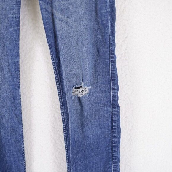 Hollister Blue Denim Whiskering Denim Skinny Jeans 7R 31/32‎ Low Rise Tag 28/32 - Picture 2 of 9